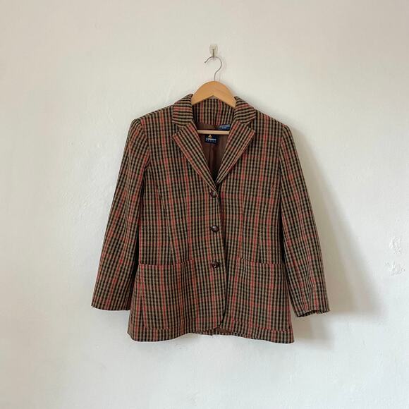 Liz Claiborne – 90s Y2K Houndstooth Check Blazer w/ Elbow Patches - Picture 1 of 12